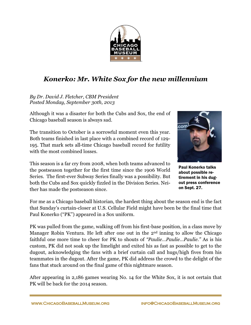 Konerko: Mr. White Sox for the New Millennium