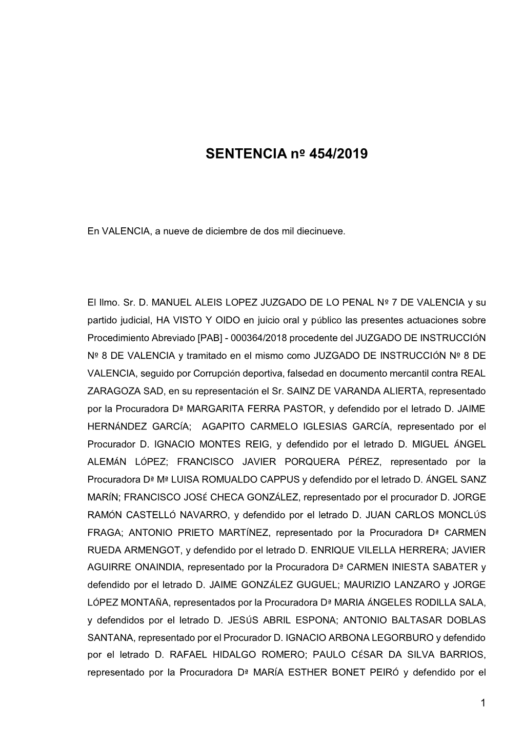 SENTENCIA Nº 454/2019