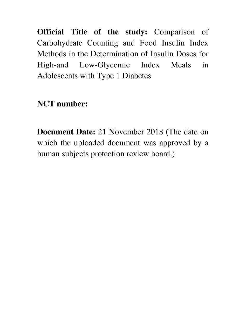 Comparison of Carbohydrate Counting and Food