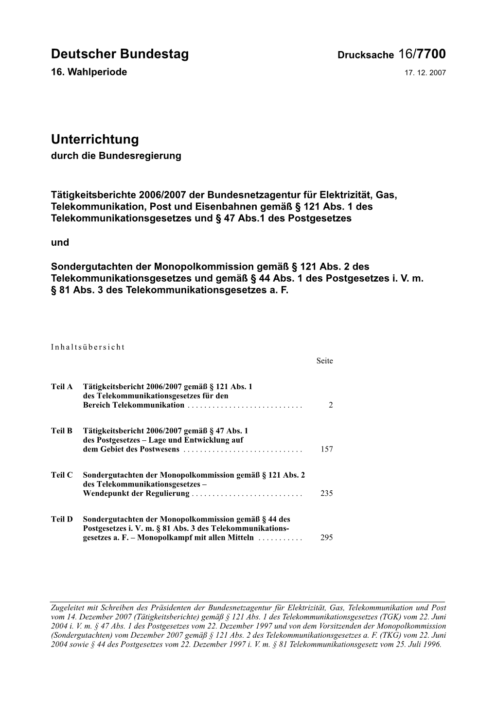 Deutscher Bundestag Unterrichtung