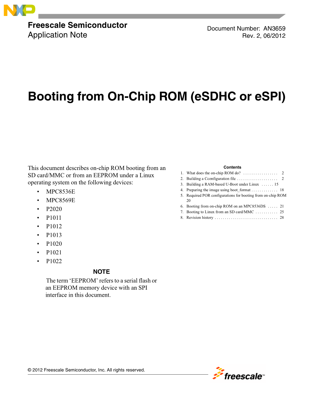 Booting from On-Chip ROM (Esdhc Or Espi)