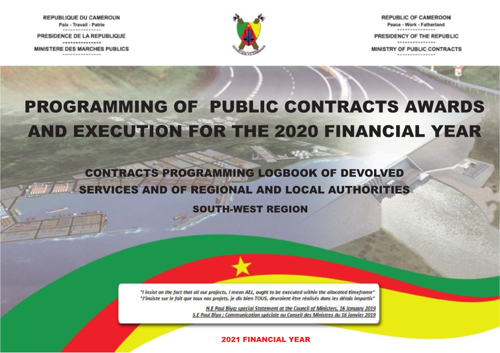 Programming of Public Contracts Awards and Execution for the 2020