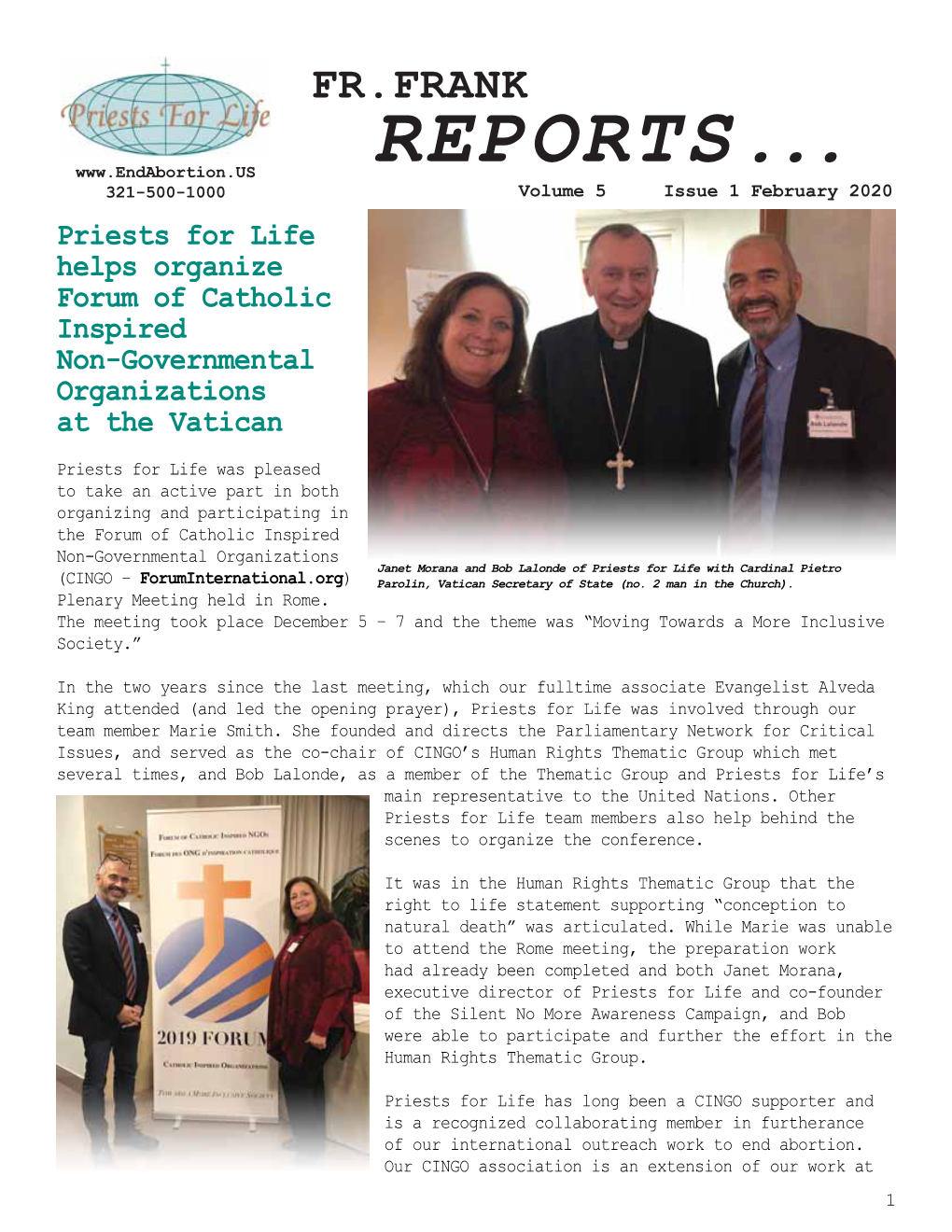 February Fr. Frank Reports