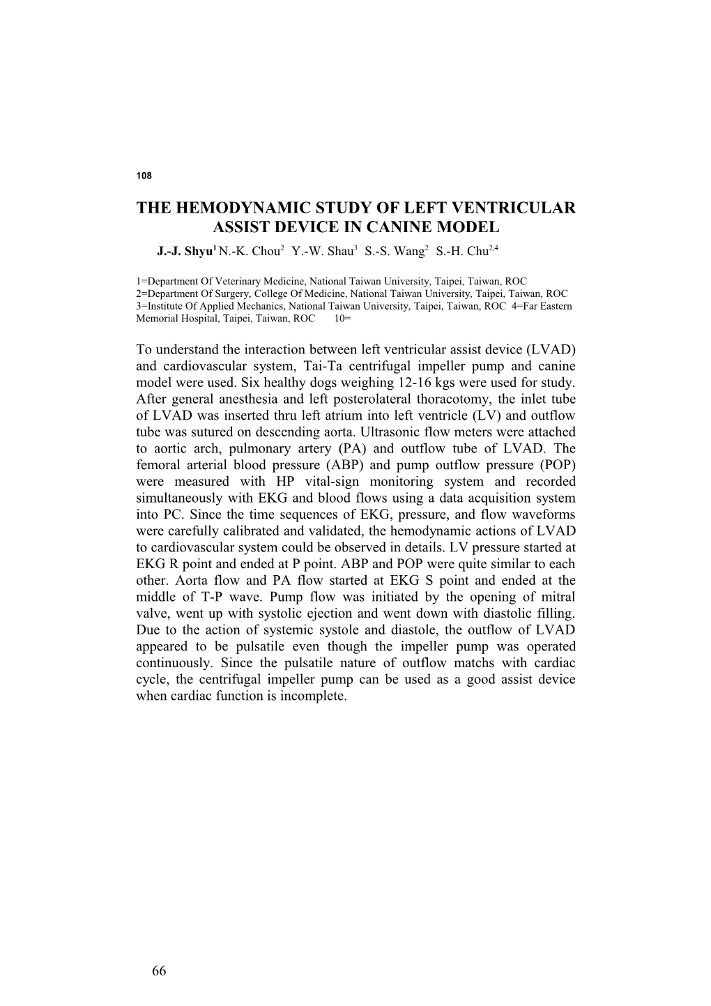 The Hemodynamic Study of Left Ventricular Assist Device in Canine Model