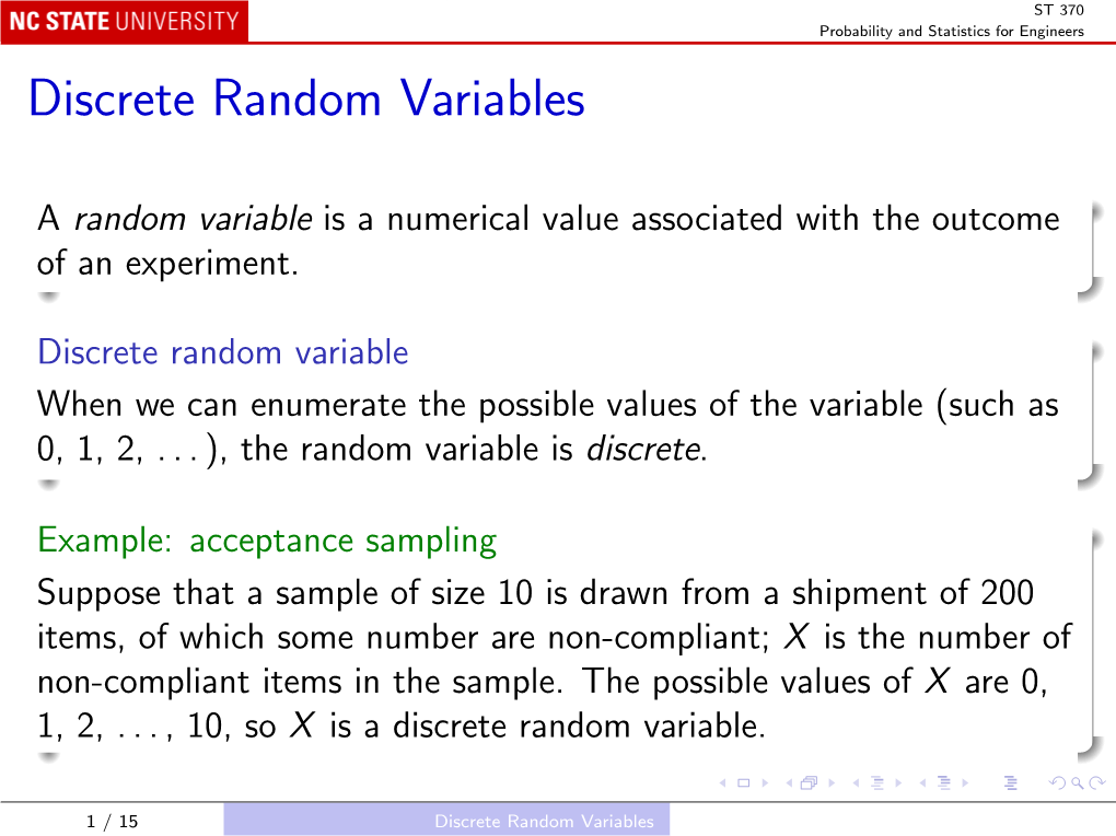 Discrete Random Variables