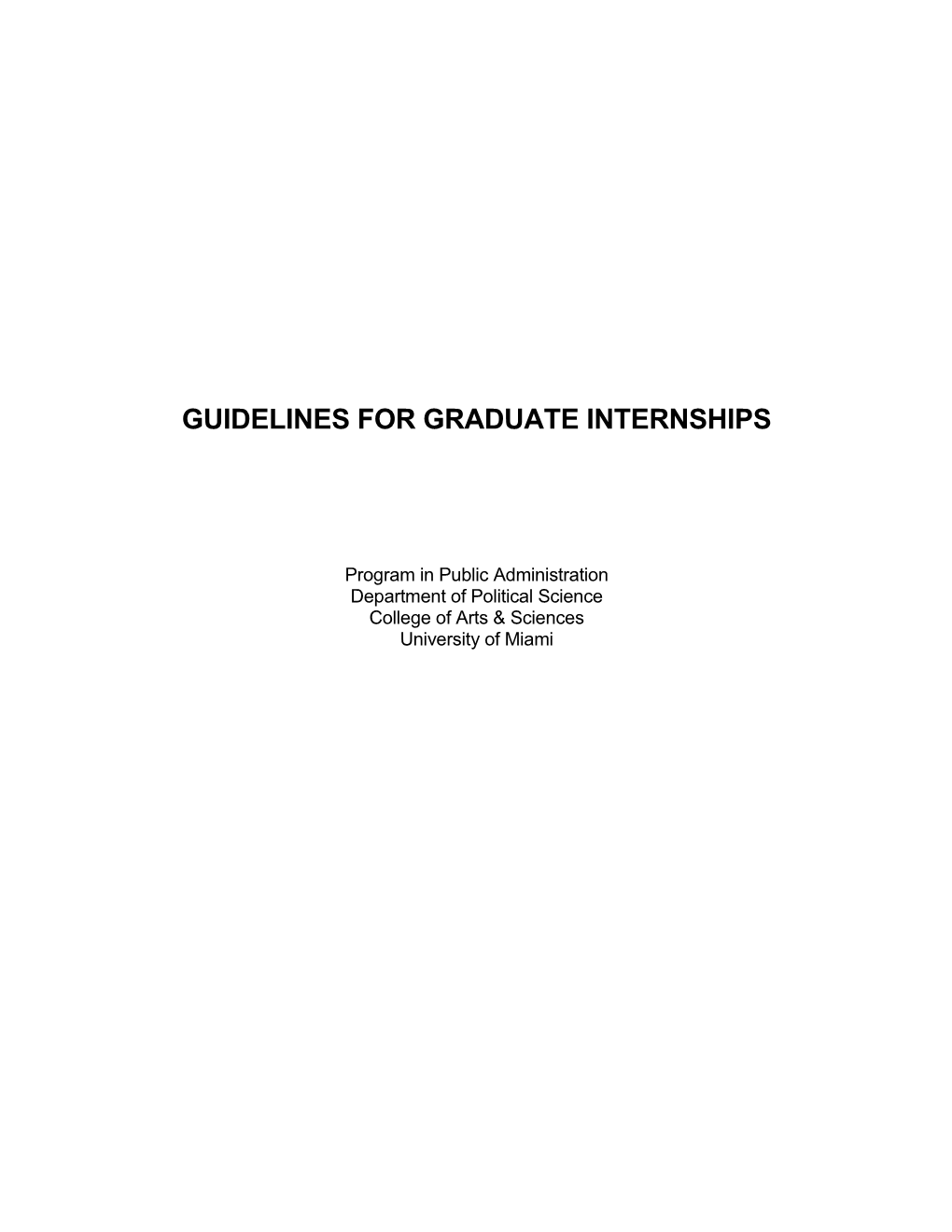 Guidelines for Graduate Internships