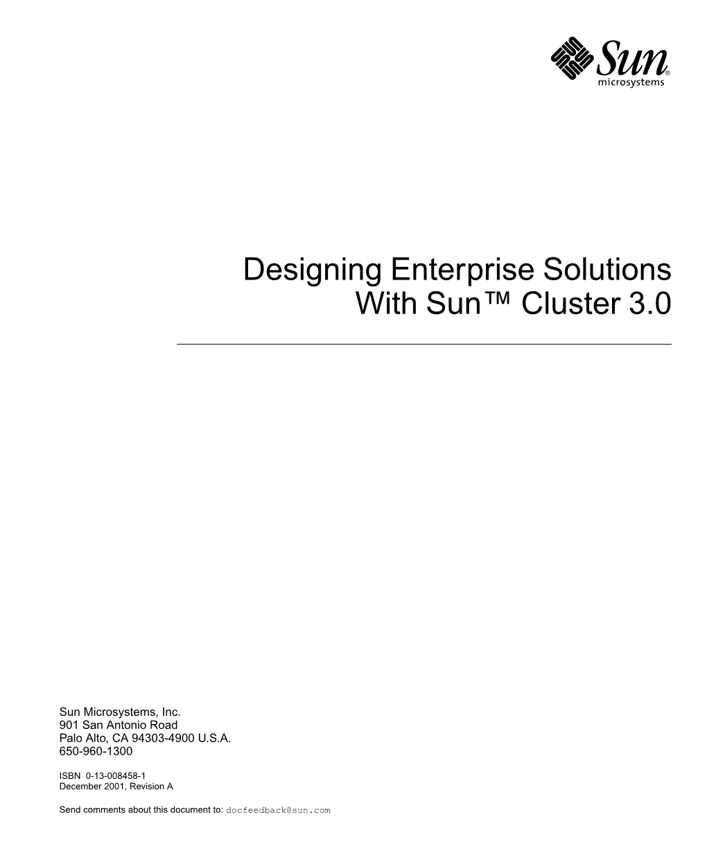 Designing Enterprise Solutions with Sun™ Cluster 3.0