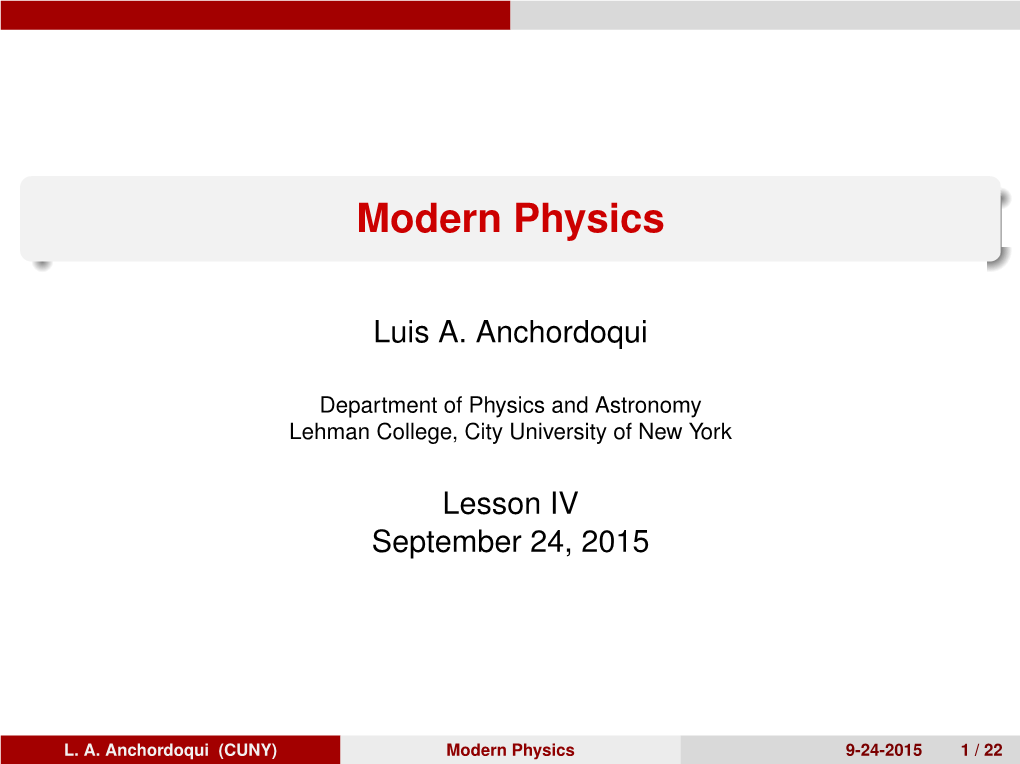 Modern Physics