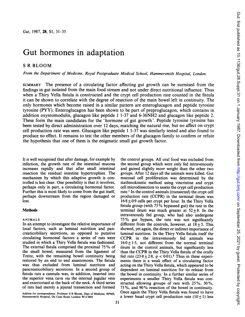 Gut Hormones in Adaptation