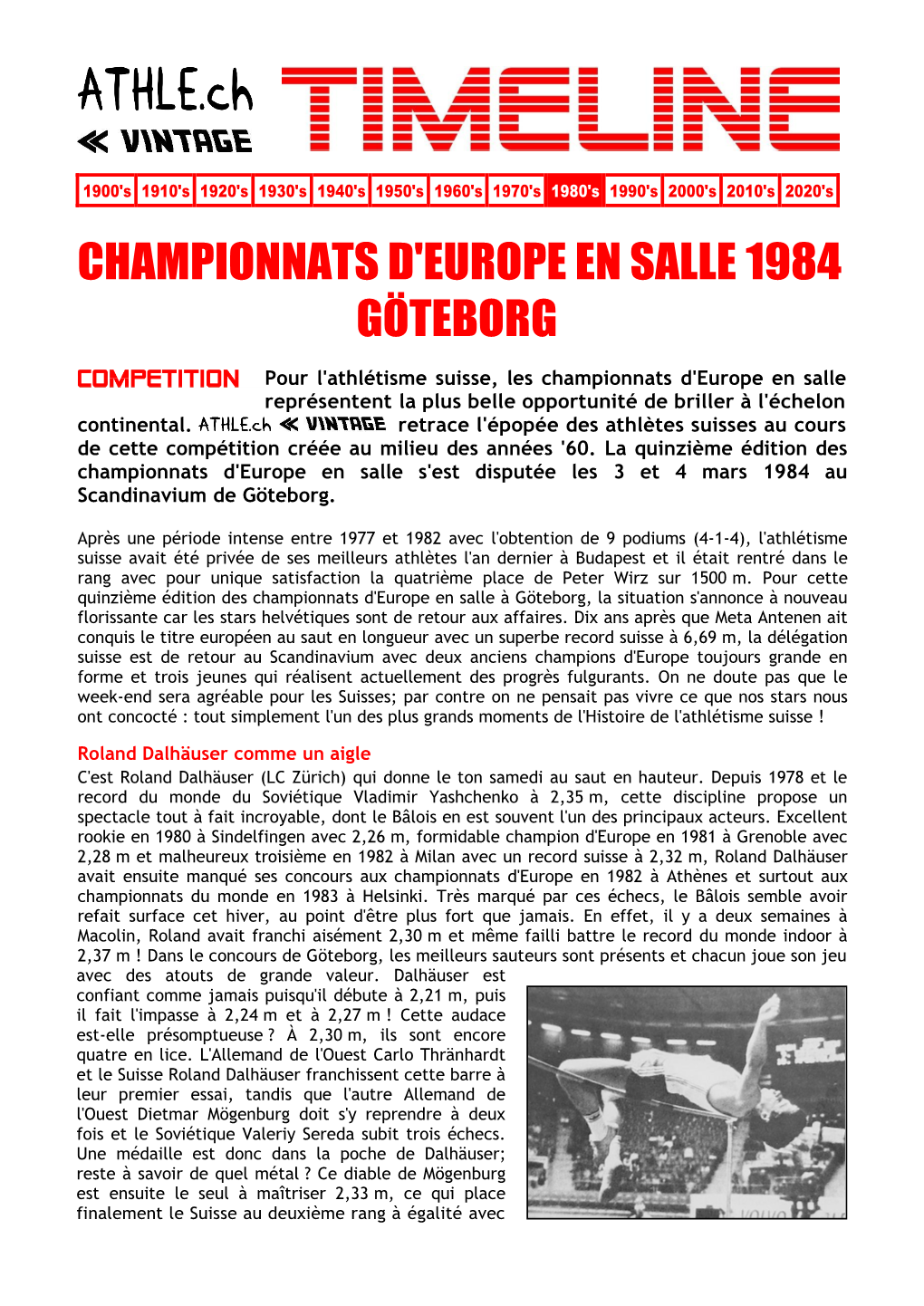 Championnats D'europe En Salle 1984 Göteborg