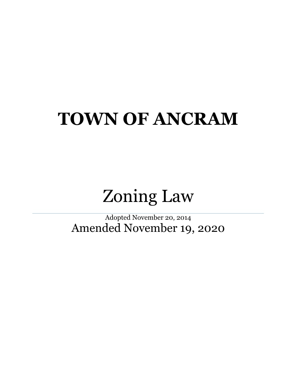 Zoning Law, Amended 2020