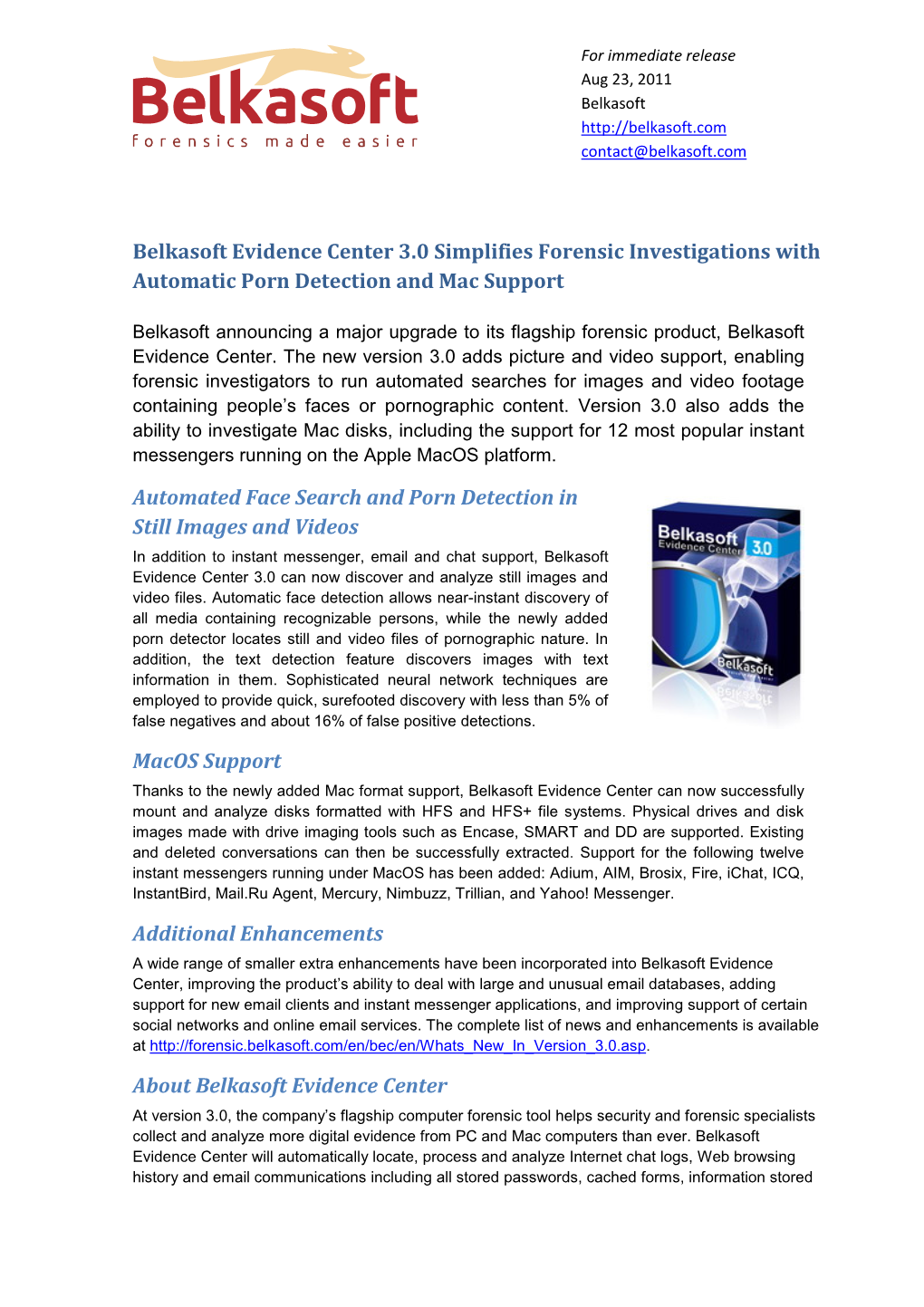 Belkasoft Evidence Center 3.0 Simplifies Forensic Investigations with Automatic Porn Detection and Mac Support