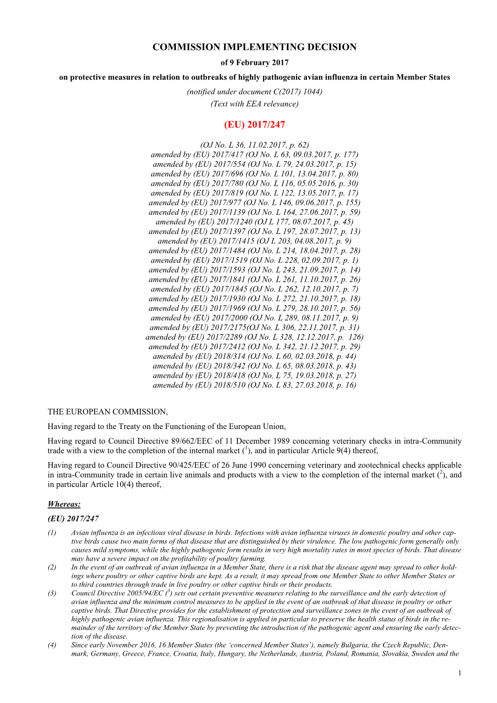 Commission Implementing Decision (Eu) 2017/247