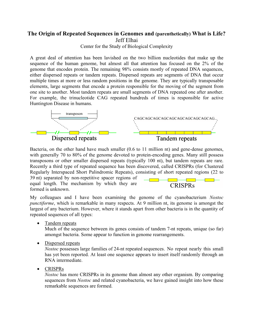 Tandem Repeats Dispersed Repeats