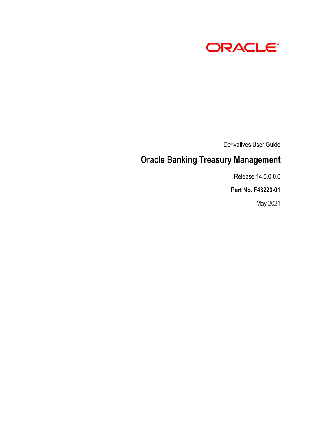 Derivatives User Guide Oracle Banking Treasury Management