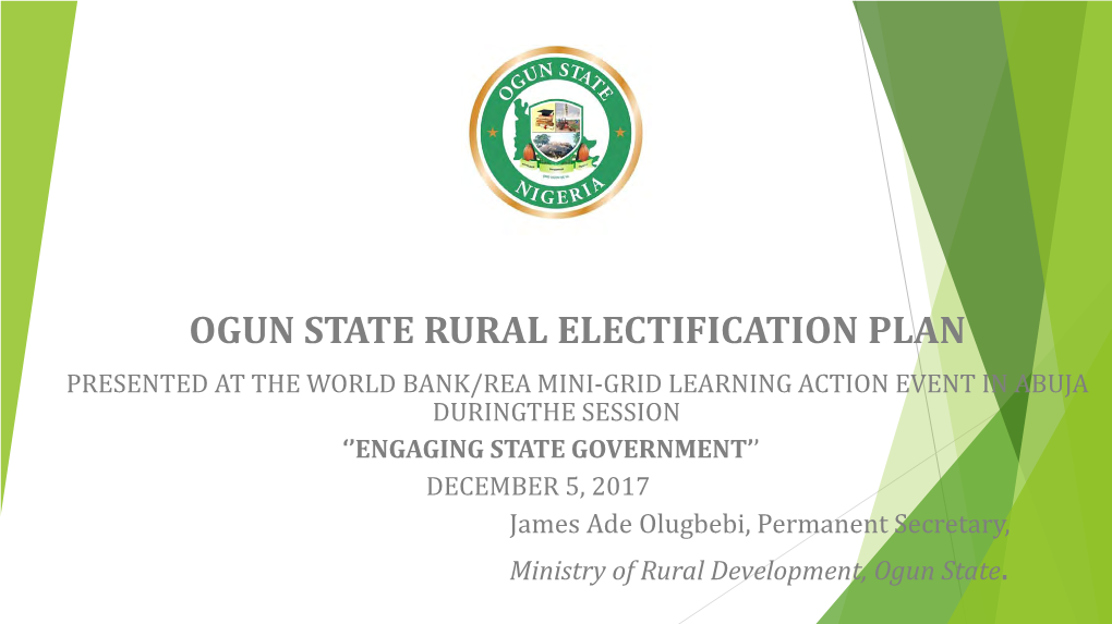 Ogun State Rural Electrification Plan