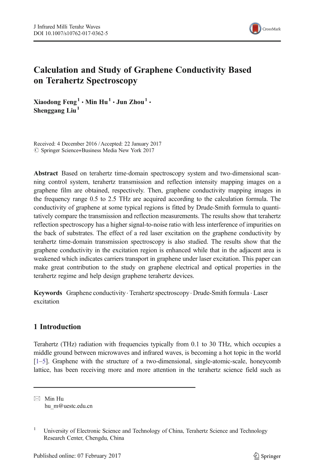 Calculation and Study of Graphene Conductivity Based on Terahertz Spectroscopy