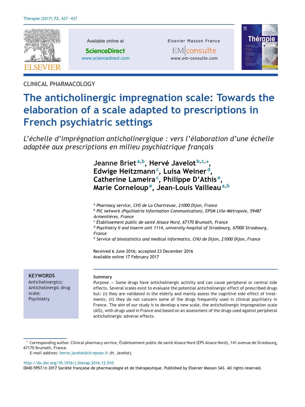 The Anticholinergic Impregnation Scale: Towards The