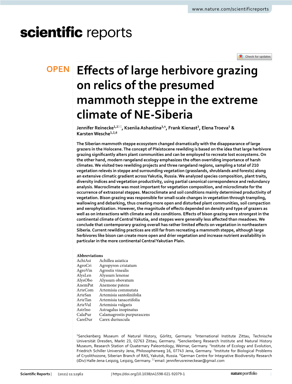 Effects of Large Herbivore Grazing on Relics of the Presumed Mammoth