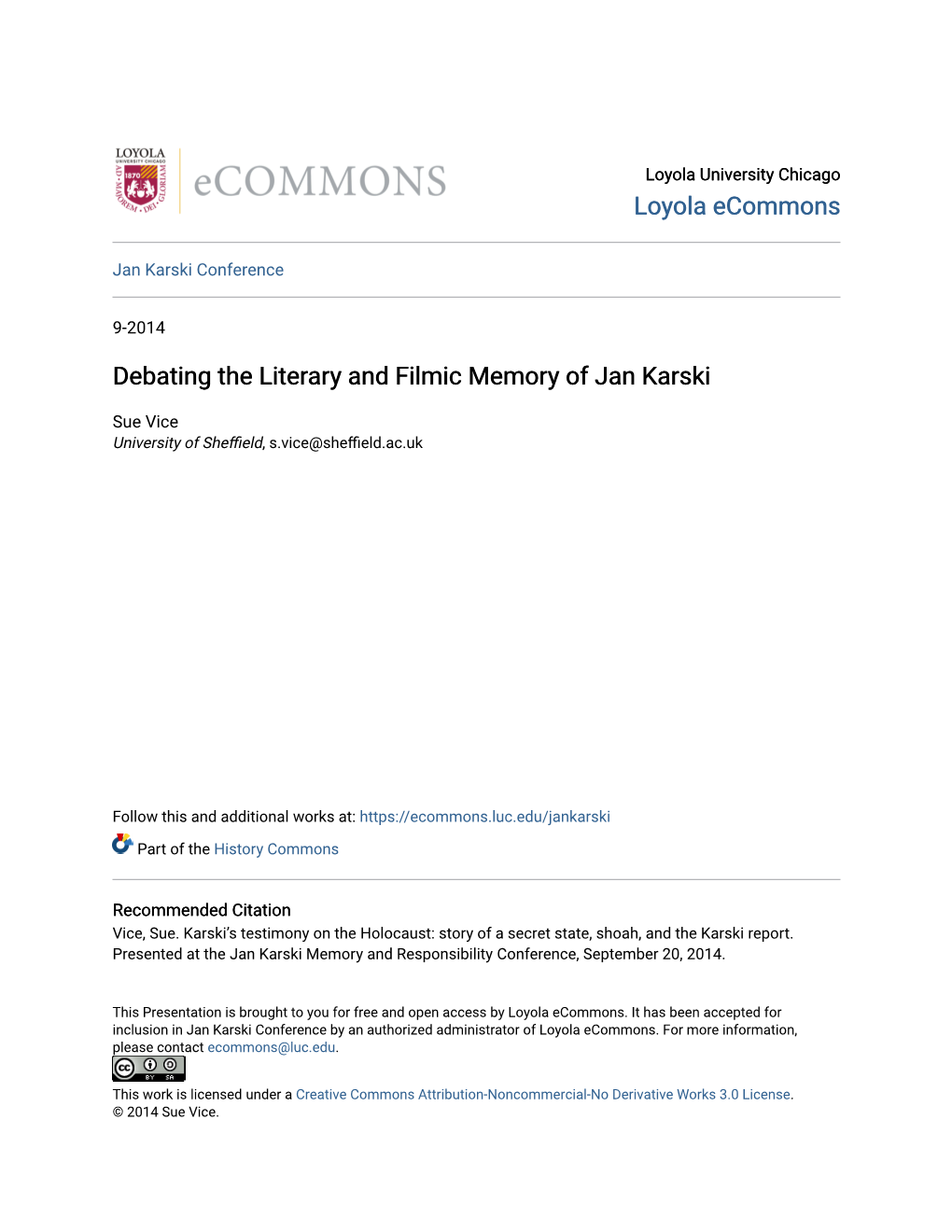 Debating the Literary and Filmic Memory of Jan Karski