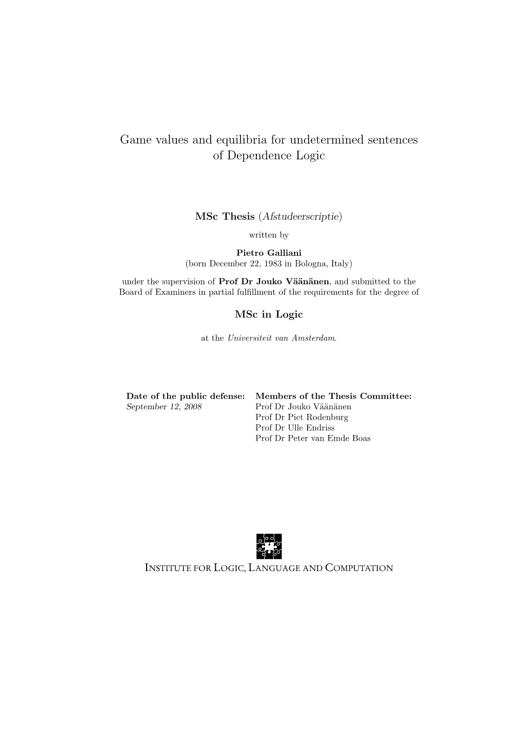 Game Values and Equilibria for Undetermined Sentences of Dependence Logic