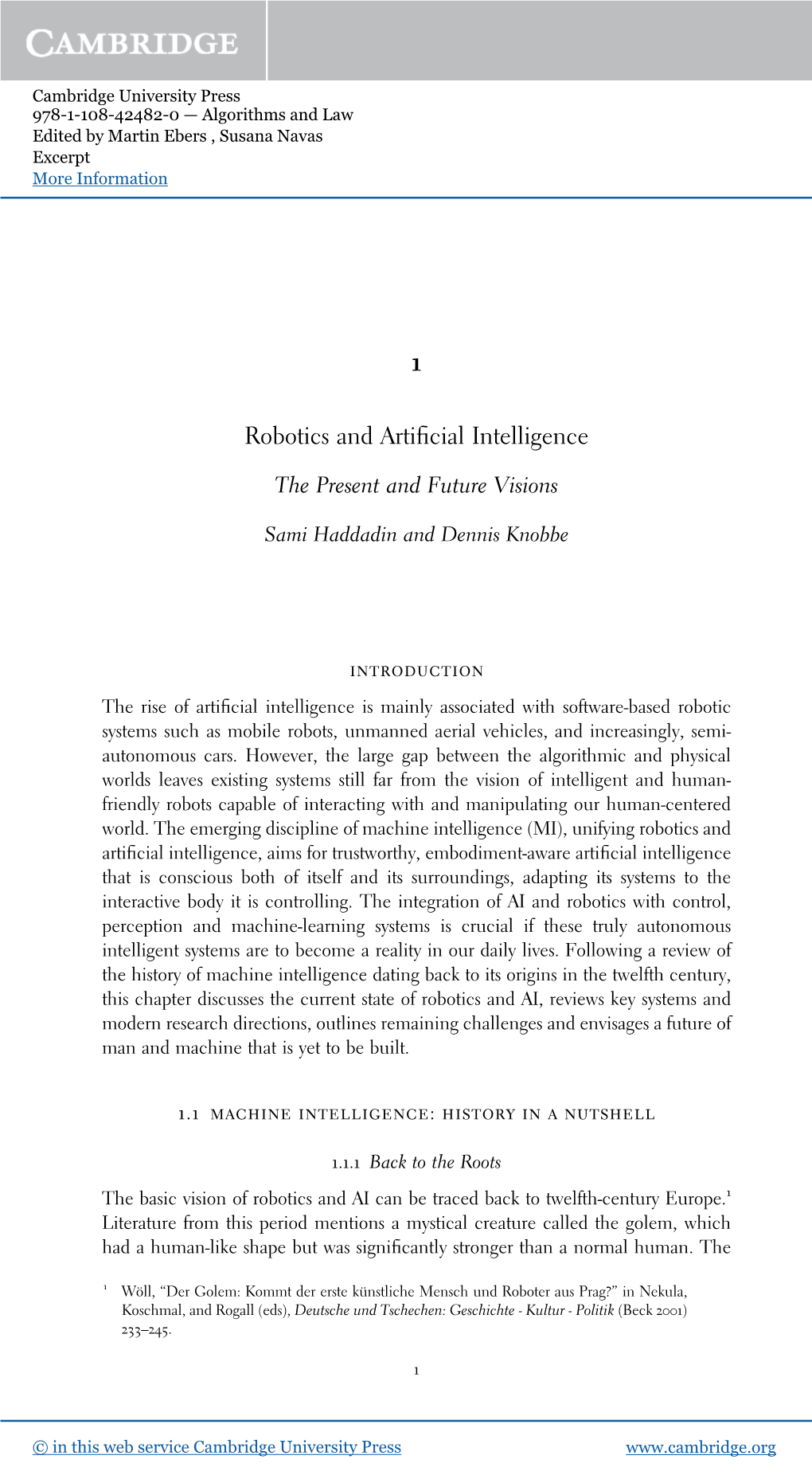 Robotics and Artificial Intelligence