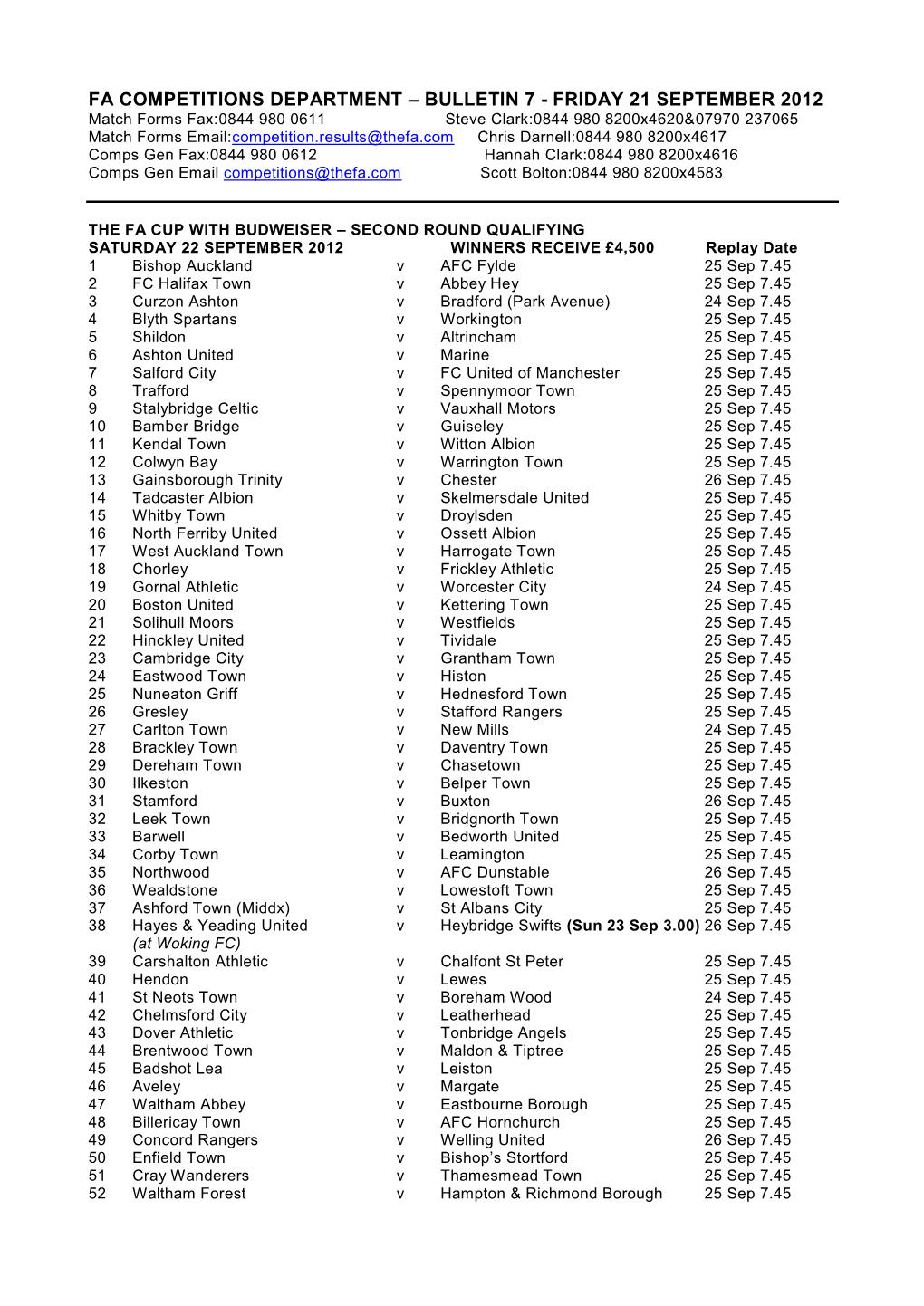 Fa Competitions Department – Bulletin 7