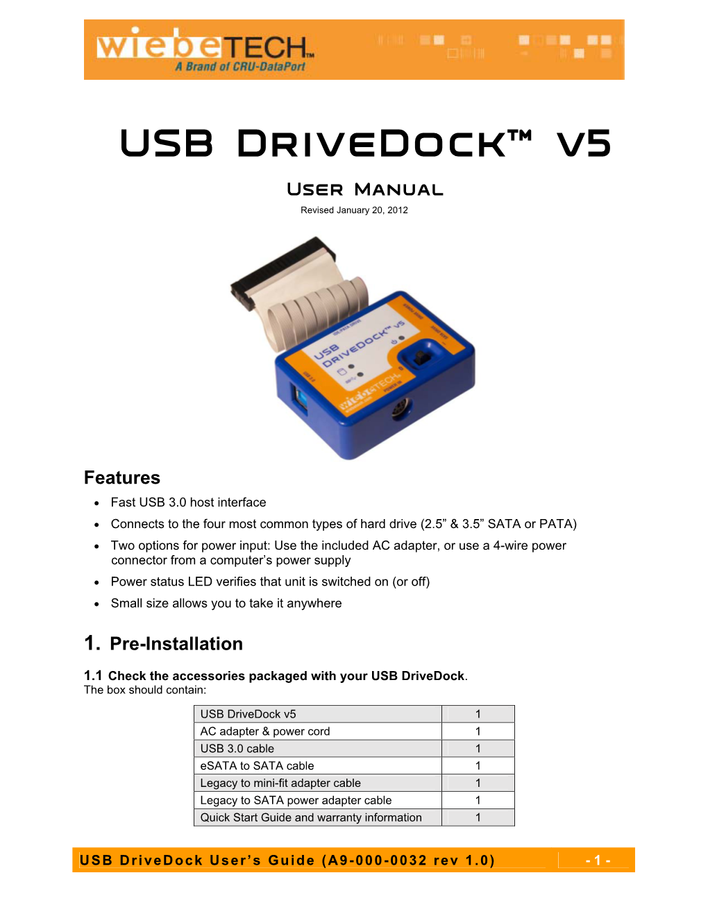 User Manual for USB Drivedock V5