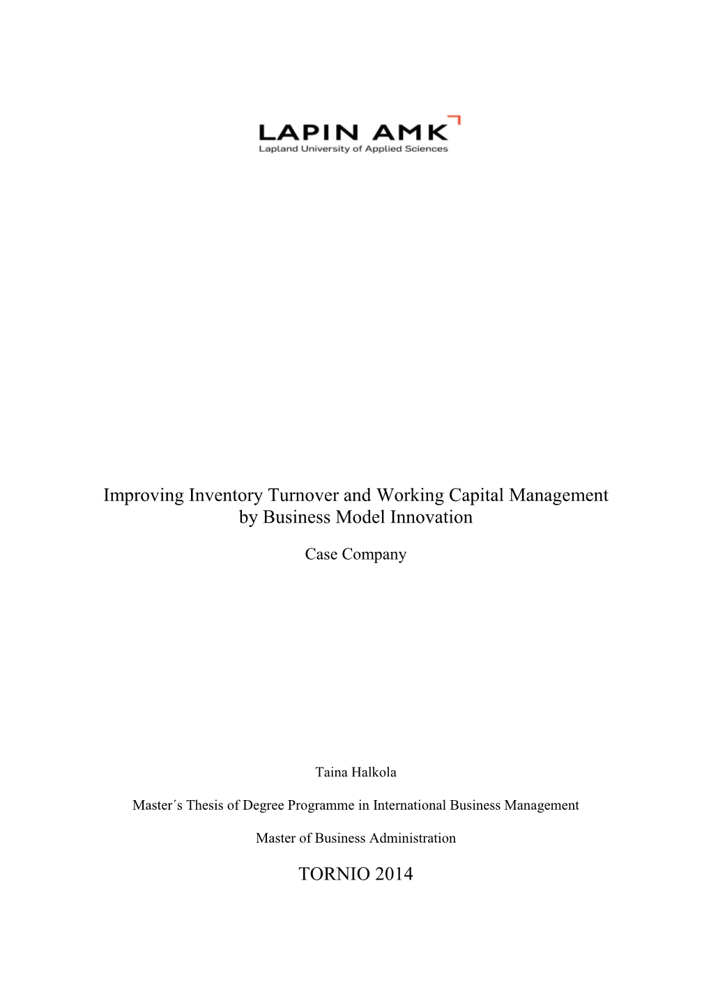 Improving Inventory Turnover and Working Capital Management by Business Model Innovation