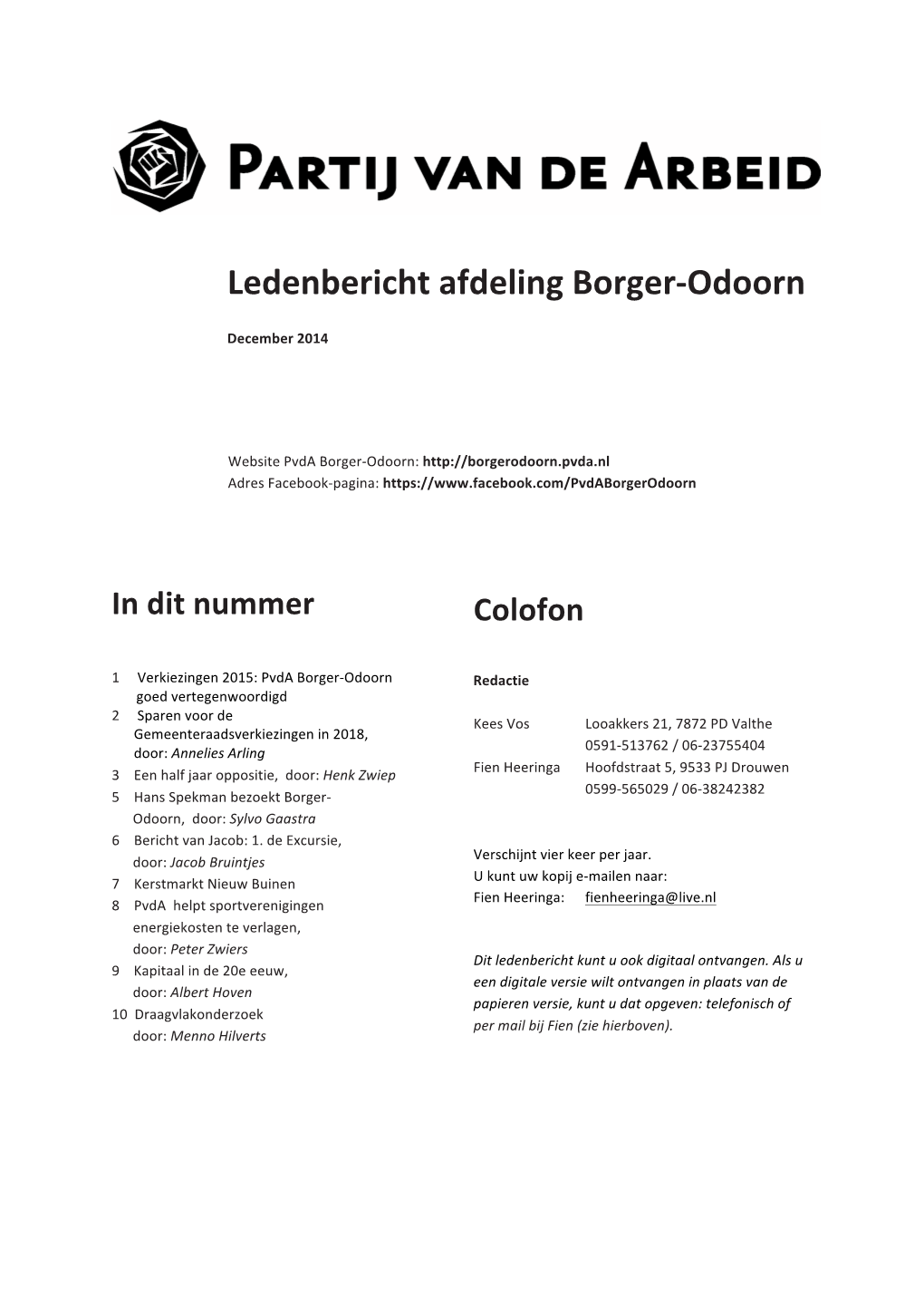 Ledenbericht December 2014