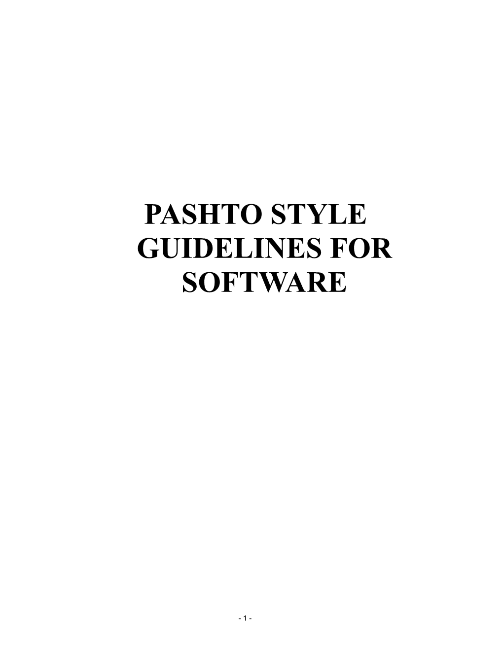 Pashto Style Guidelines for Software