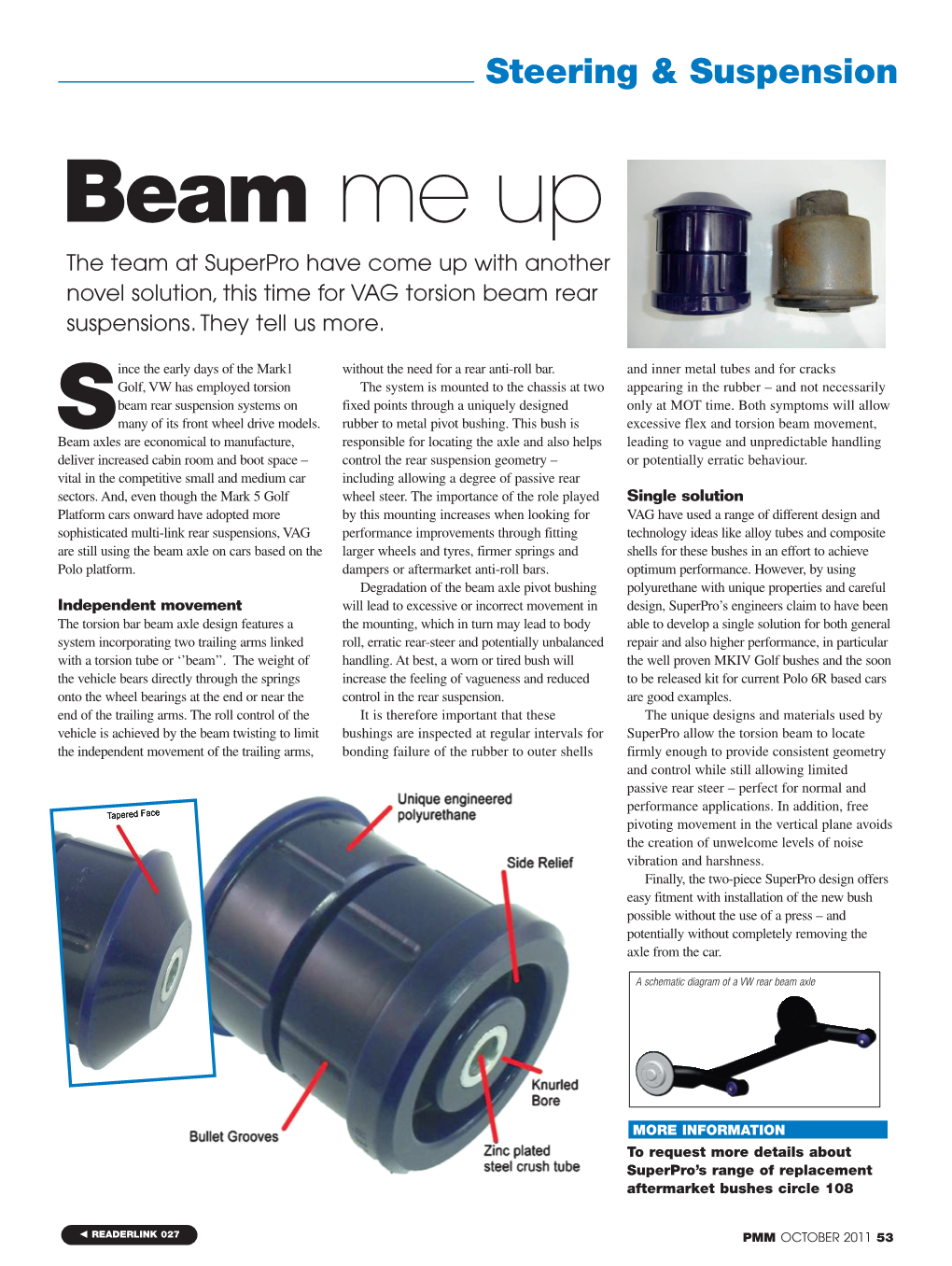 Beam Me up the Team at Superpro Have Come up with Another Novel Solution, This Time for VAG Torsion Beam Rear Suspensions