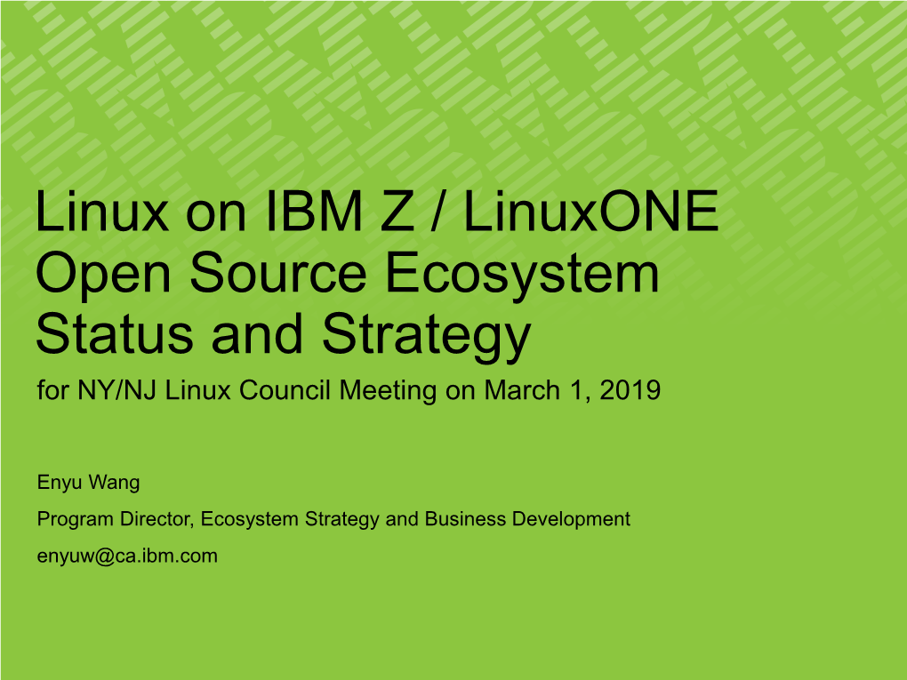 Linux on Z Platform ISV Strategy Summary