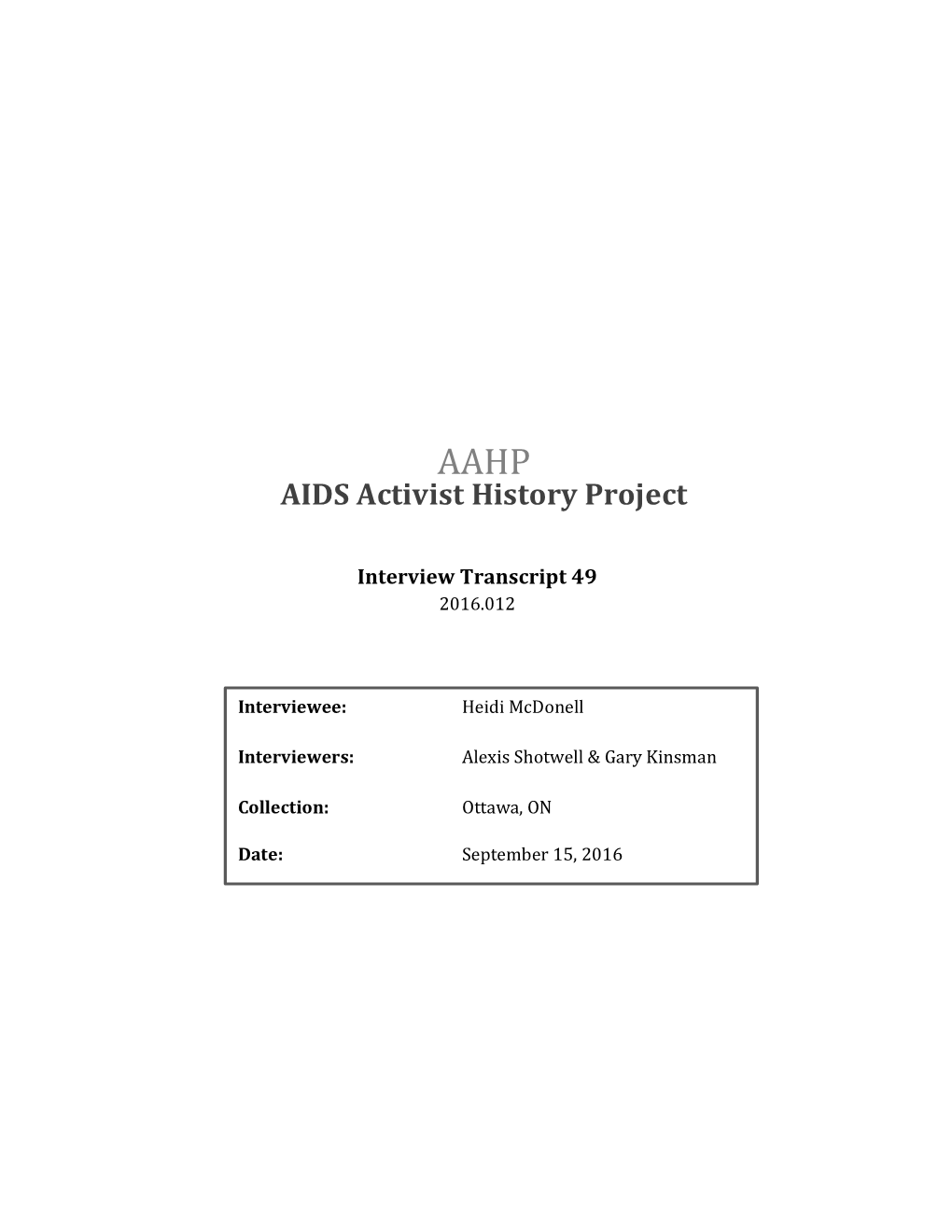 AIDS Activist History Project