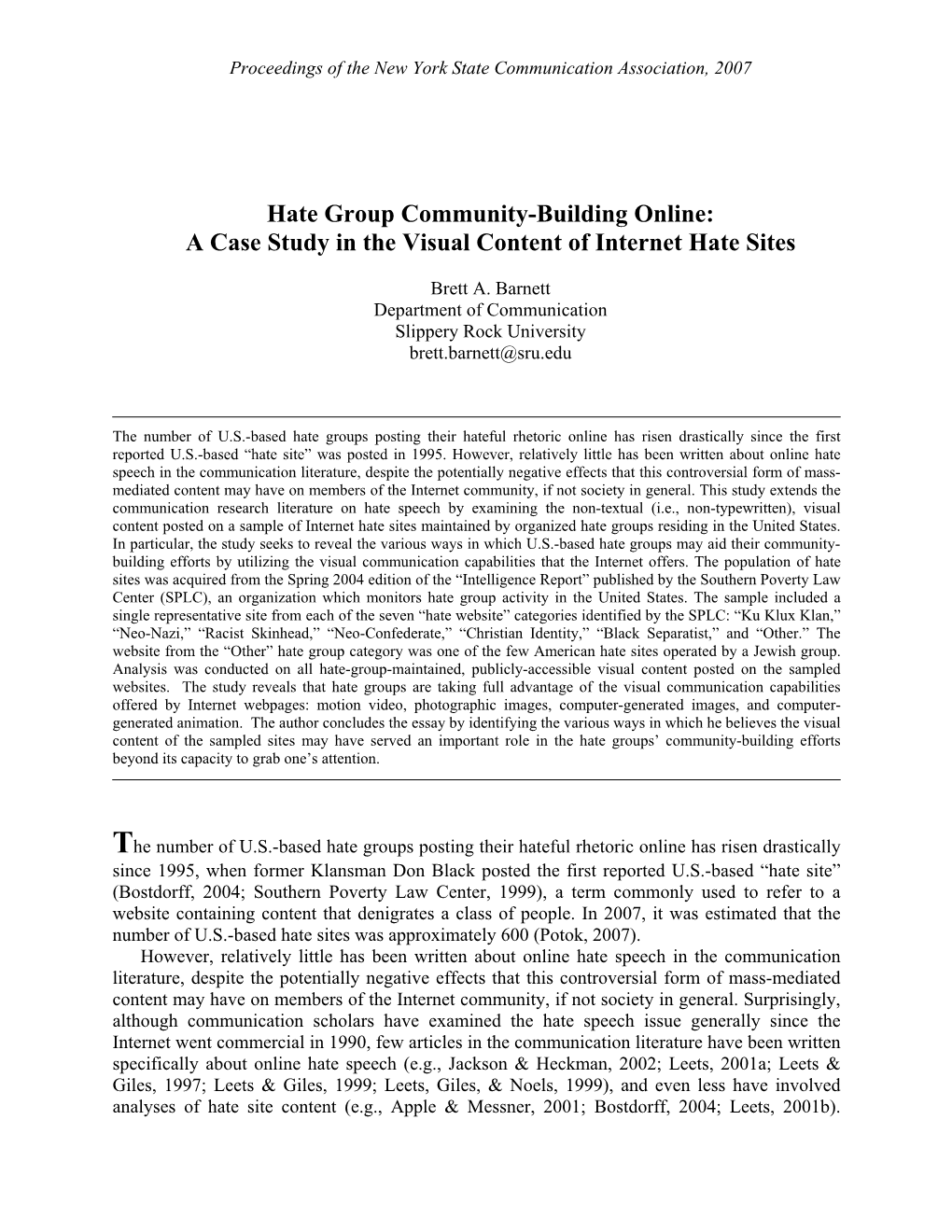 Hate Group Community-Building Online: a Case Study in the Visual Content of Internet Hate Sites