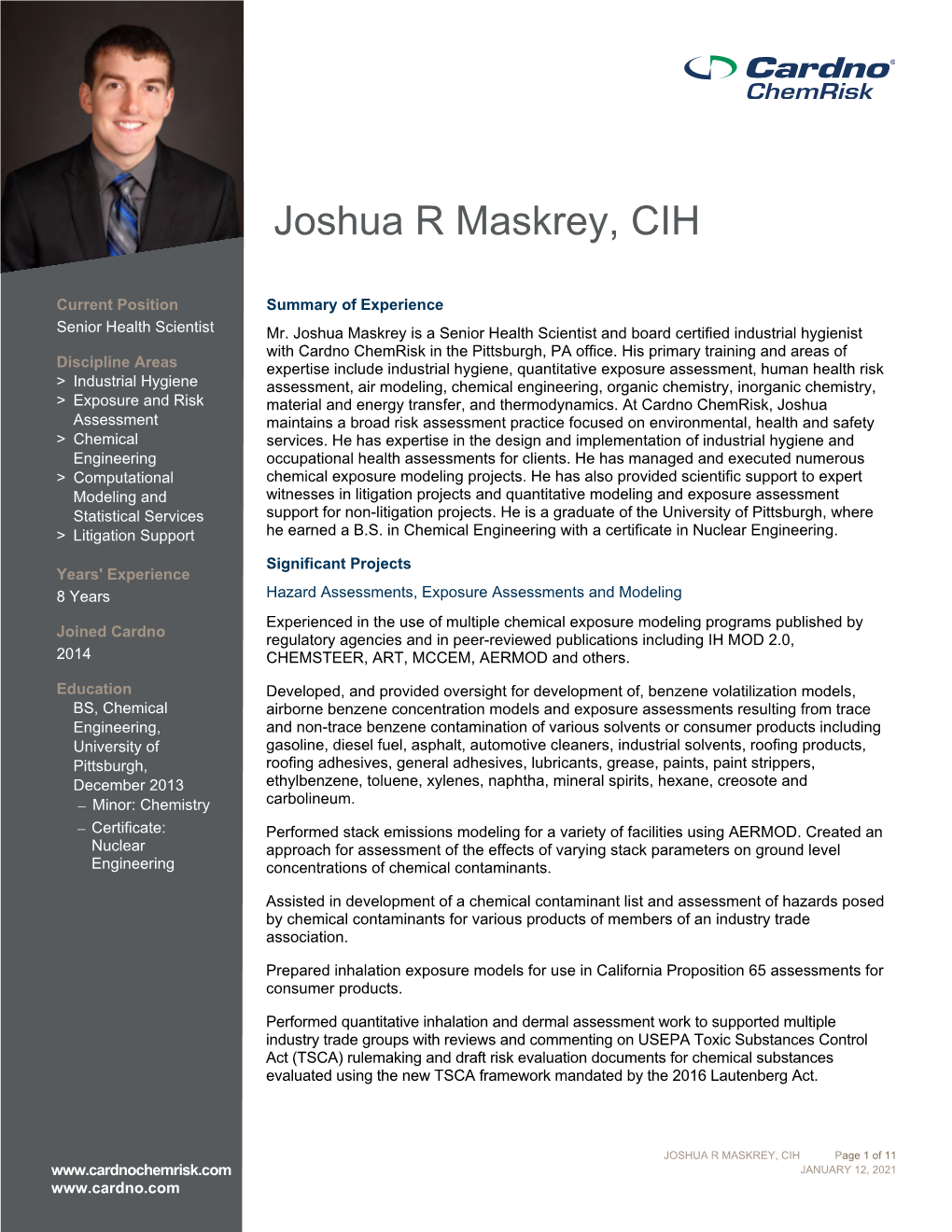 Joshua R Maskrey, CIH