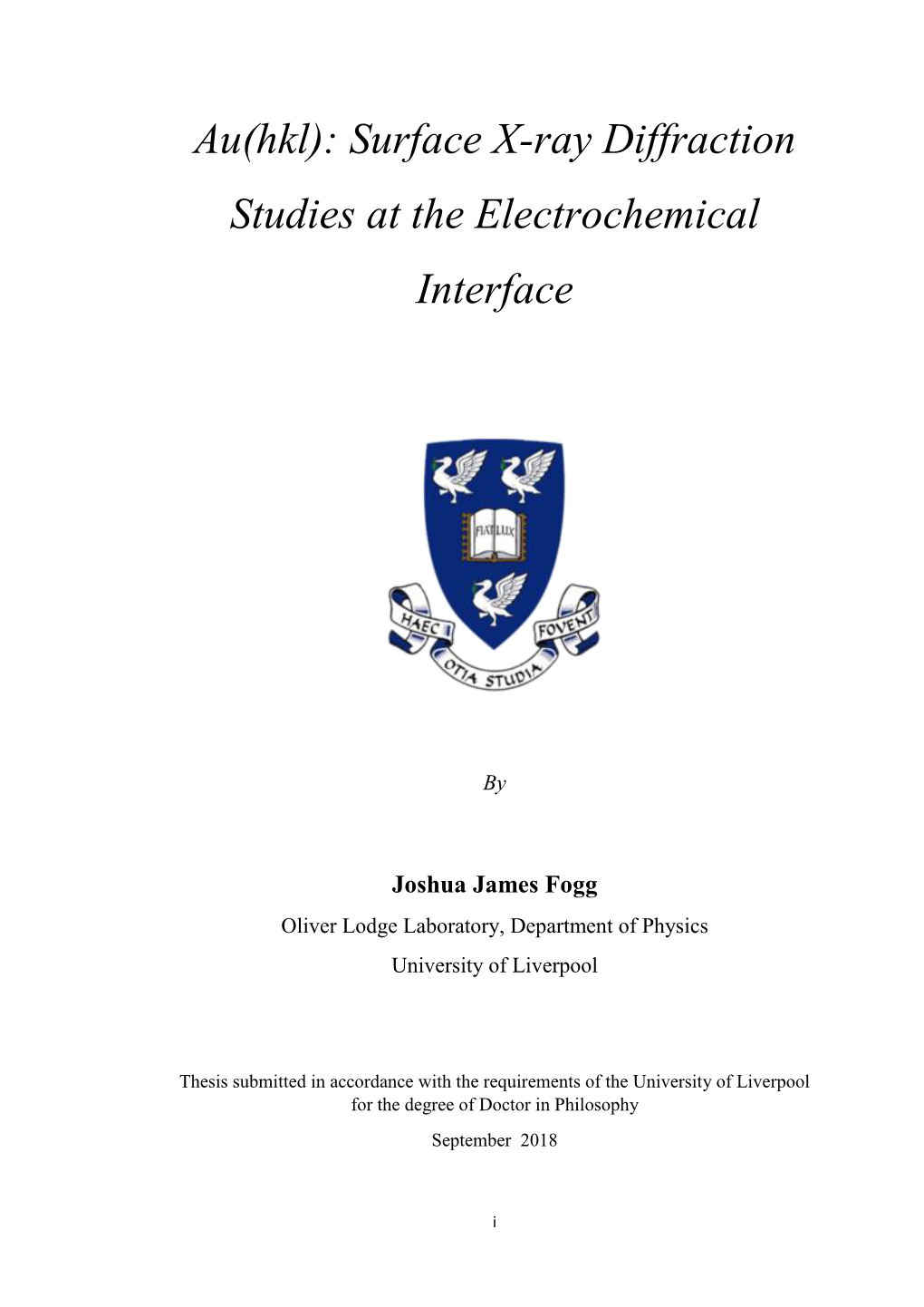 Au(Hkl): Surface X-Ray Diffraction Studies at the Electrochemical Interface