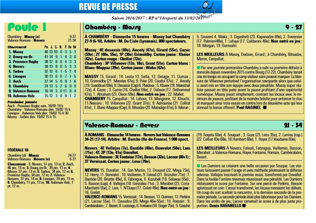 RP N°14Reporté Du 13/02/2017