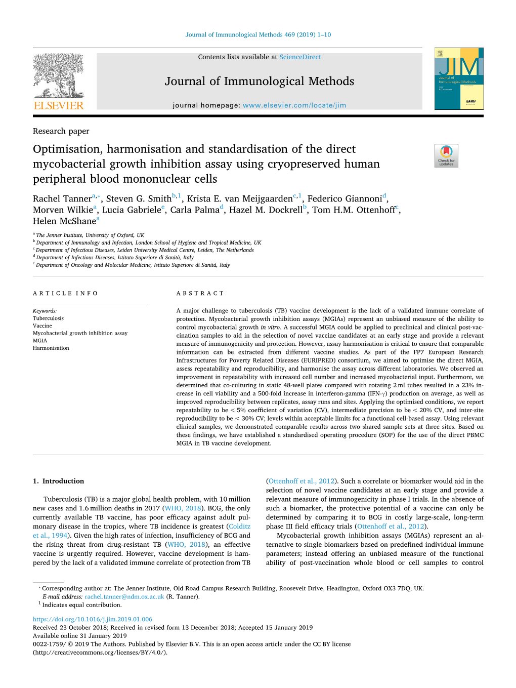 Optimisation, Harmonisation and Standardisation of the Direct