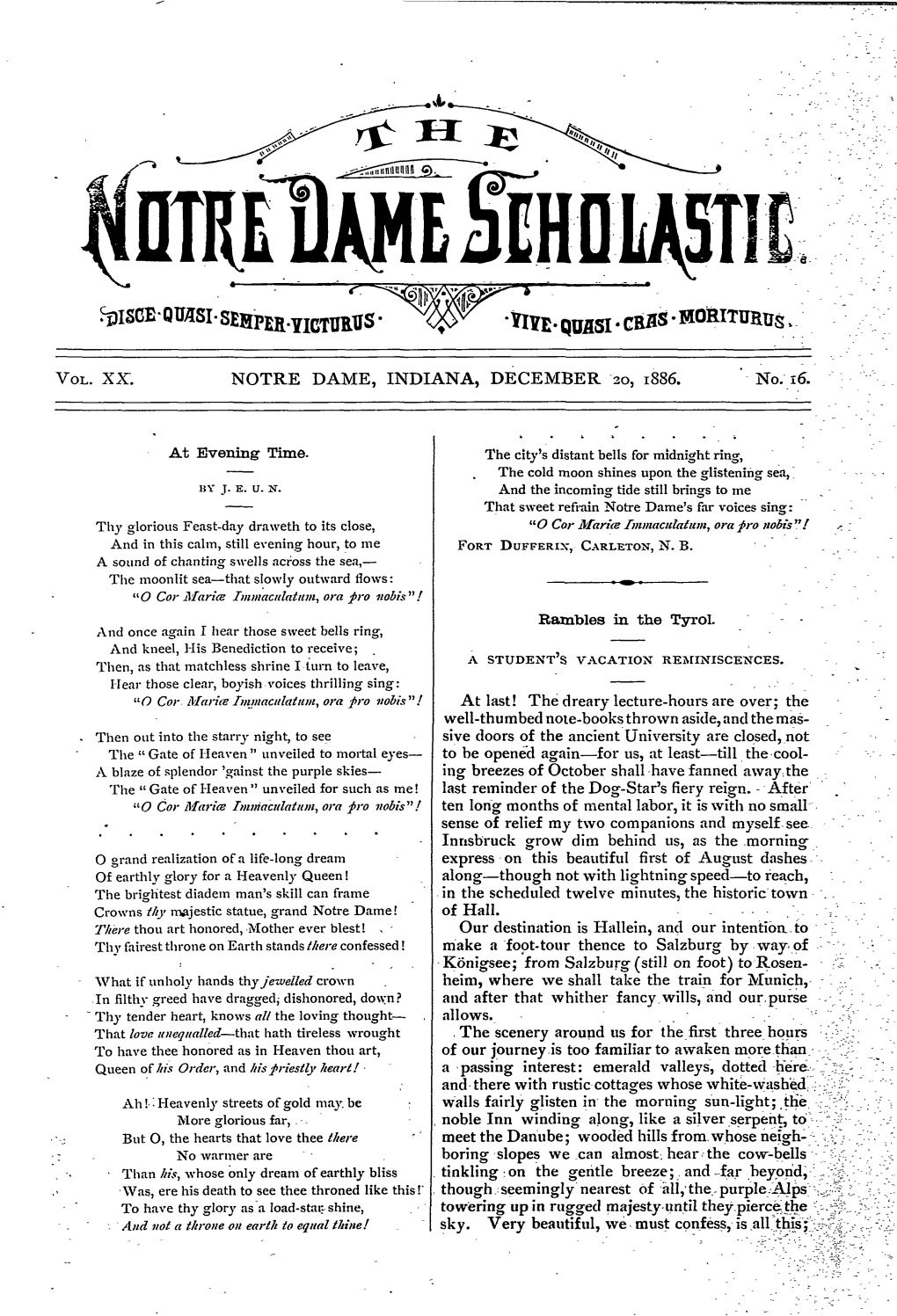 Notre Dame Scholastic, Vol. 20, No. 16