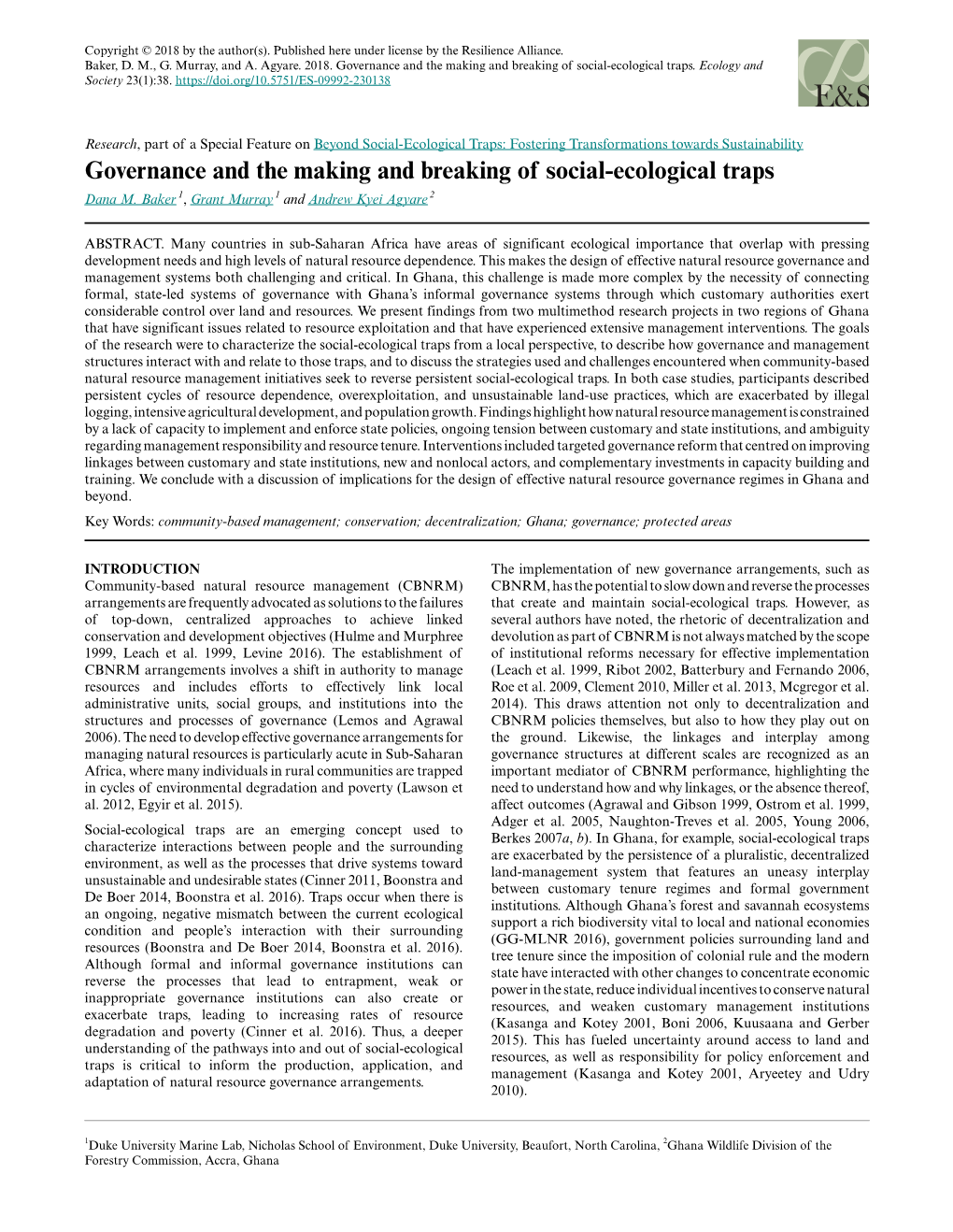 Governance and the Making and Breaking of Social-Ecological Traps