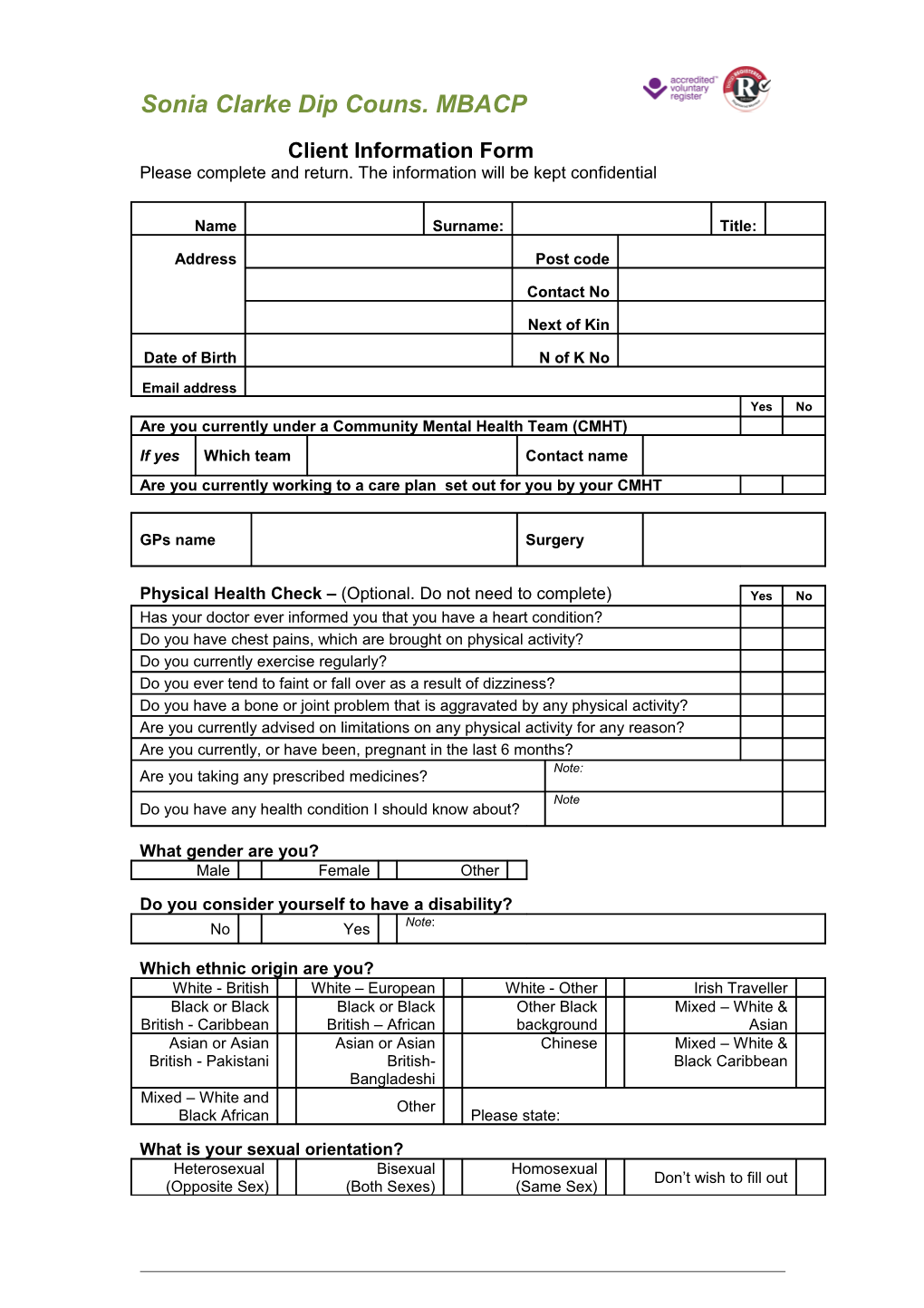 Support Form for Applicants to Mind in Mid Herts Services