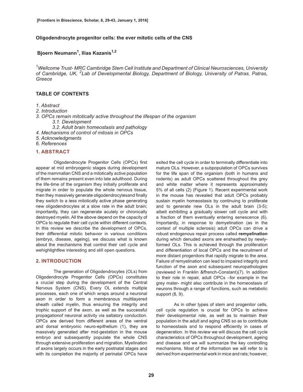 29 1. ABSTRACT 2. INTRODUCTION Oligodendrocyte Progenitor Cells