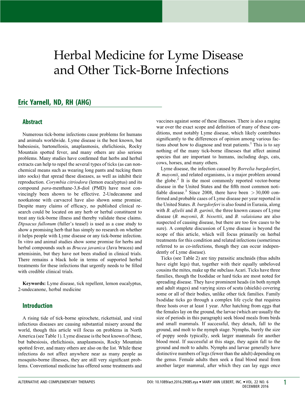 Herbal Medicine for Lyme Disease and Other Tick-Borne Infections