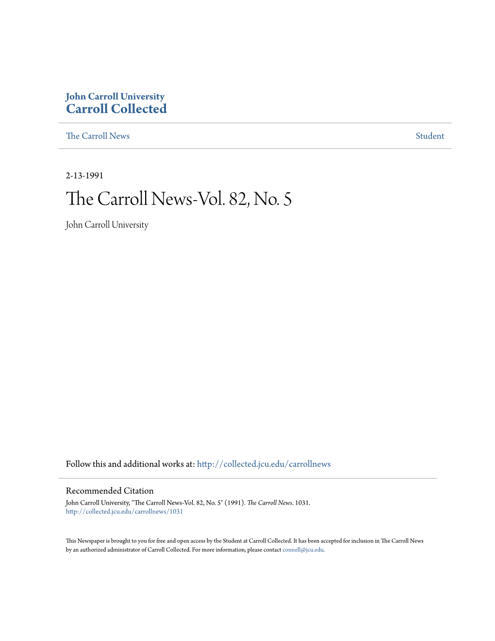 The Carroll News-Vol. 82, No. 5