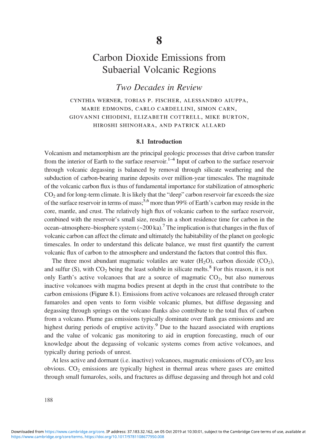 Carbon Dioxide Emissions from Subaerial Volcanic Regions Two Decades in Review Cynthia Werner, Tobias P