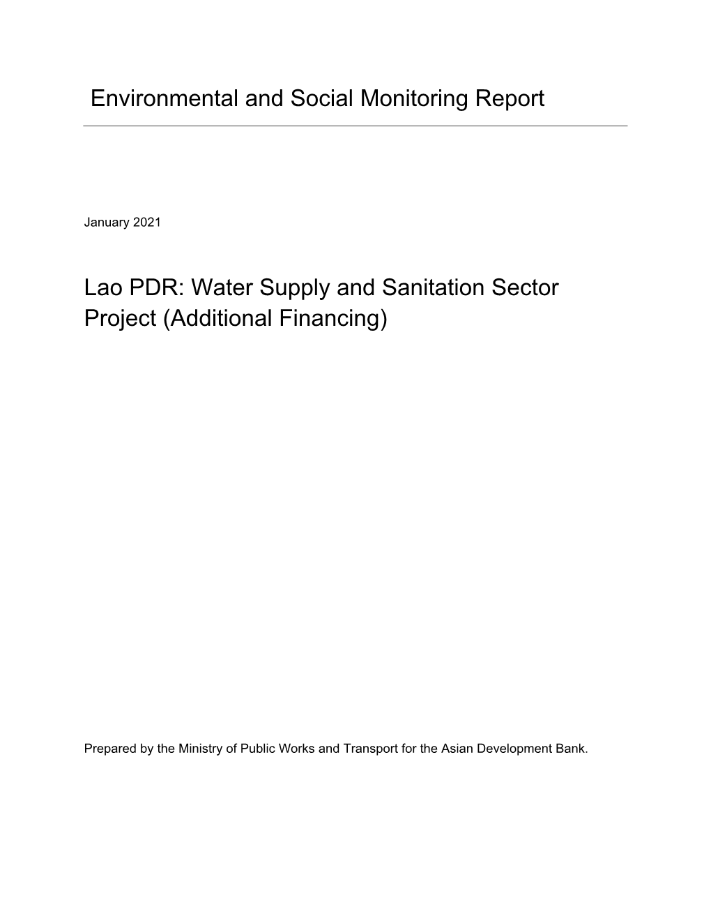 Water Supply and Sanitation Sector Project (Additional Financing)