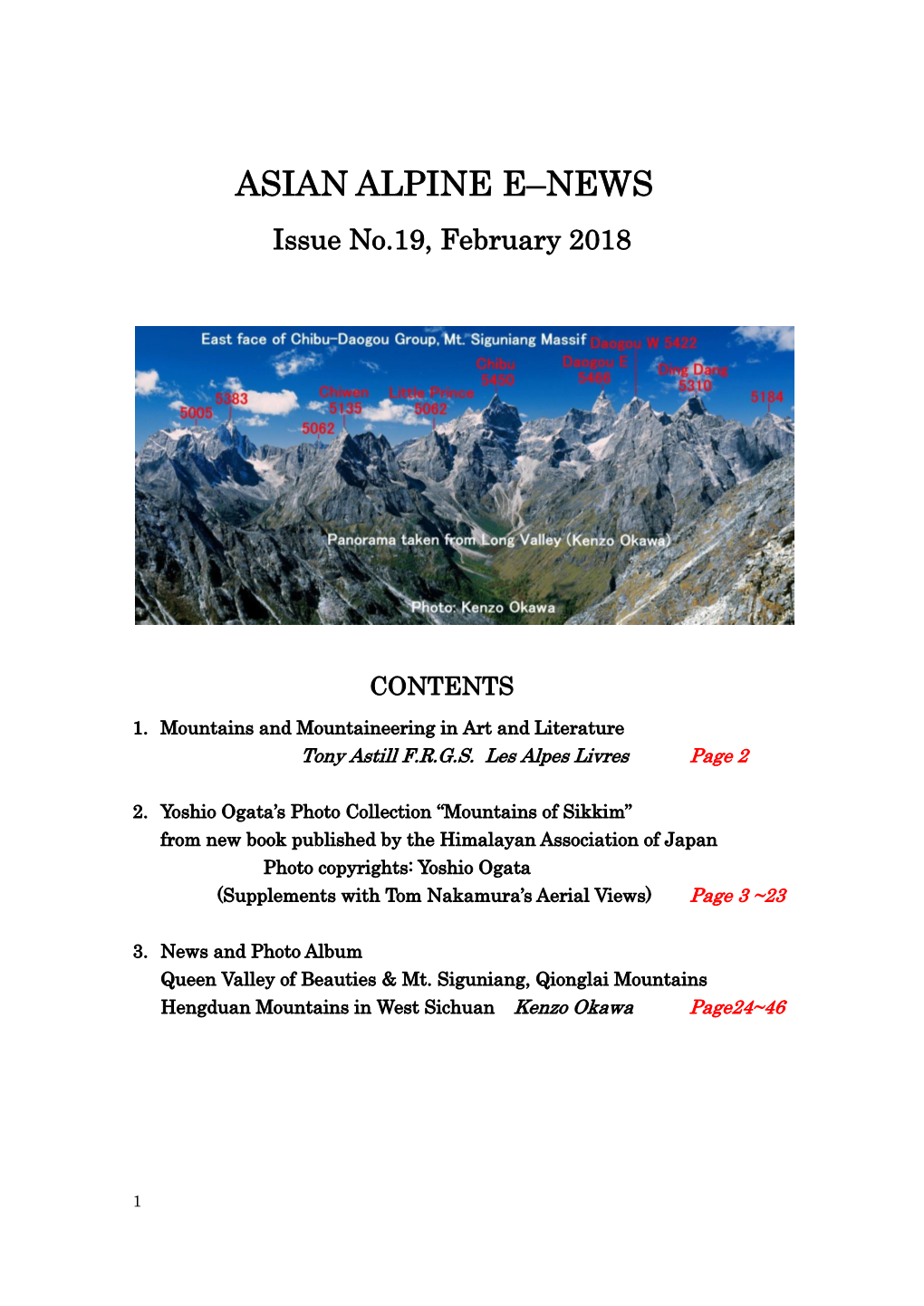 Asian Alpine E-News Issue No.19