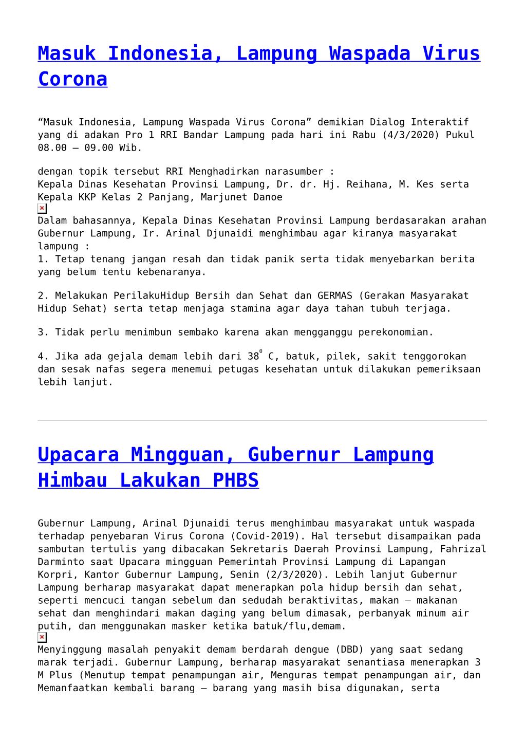 Masuk Indonesia, Lampung Waspada Virus Corona,Upacara Mingguan