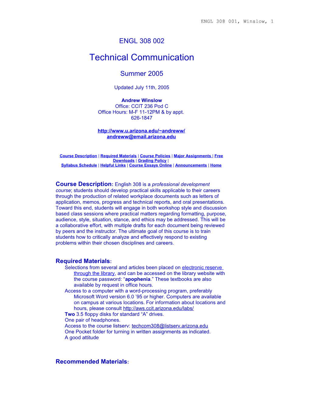 Technical Communication - ENGL 308